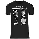 wowshirt Herren T-Shirt A History of Horror Mask Halloween Purge Film Jason Serienmörder, Größe:3XL, Farbe:Black