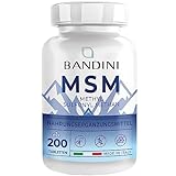 BANDINI® MSM - 200 Tabletten - 2000 mg Methylsulfonylmethan Pulver + Vitamin C - 100% Vegan - Hergestellt - Hochdosiert für Knochen und Gelenke - Organischer Schwefel für Gelenke, Haut, Haare & Nägel