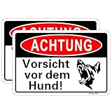 Joffreg Achtung Vorsicht vor dem Hund Schild,20 x 30 cm aus Stabiler Aluminium 1mm Reflektierendes Warnschild mit UV-Schutz,Wetterfest,einfache Montage,2 Stück