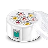WJYLM Automatischer digitaler Joghurtbereiter aus Edelstahl mit 7 BPA-freien Gläsern und Deckeln, Zeit- und Temperaturregelungsanzeige und Design, für den Heimgebrauch