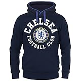 Chelsea FC - Herren Fleece-Hoody mit Grafik-Print - Offizielles Merchandise - Geschenk für Fußballfans - Blau - Marineblau - M