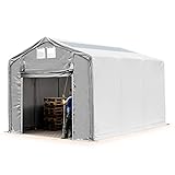 TOOLPORT Lagerzelt Zelthalle Weidezelt 4x6x3 m mit Hochziehtor - durchgehende PVC Plane 850 N mit Oberlicht - Wasserdicht