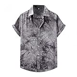 T-Shirts FüR Herren Casual Blumenmuster Hawaiihemd Strandurlaub LäSsig Button Down Hemd Kurzarm MäNner 3D Drucken Strand Beilaufig Hawaii Hemd