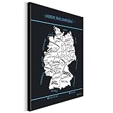 Revolio Deutschlandkarte Pinnwand Landkarte Leinwandbild mit Korkrückwand zum pinnen der Reiseziele Korktafel mit Pins und schwarzem Rahmen Wanddekoration Design Wand Bild 60x80cm