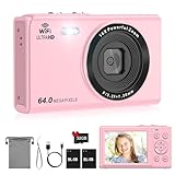 SOPPY UHD 4K-Digitalkamera mit WLAN-Übertragung, 64 MP Vlogging-Kamera mit 32 G SD-Karte, 7,1 cm LCD-Bildschirm, Kompaktkamera mit 16-fachem Digitalzoom, Mini-Kamera für Jungen, Mädchen, Kinder,
