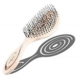 Chiara Ambra Bio Haarbürste, Haarbürste ohne Ziepen, Entwirrbürste geeignet für Locken & lange Haare von Damen,Herren & Kinder, Kopfhaut Massagebürste, klimaneutrale Bürste, Beige