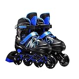 TongNS1 Herren Damen verstellbare Inliner Inlineskates,Größe 26-42 Unisex Fitness Skates für Erwachsene Rädern Rollschuhe für Jungen Mädchen Anfänger PU-Blinkrad blue,S