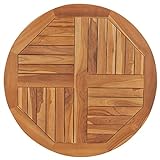 vidaXL Teak Massiv Tischplatte Massivholzplatte Holzplatte Ersatztischplatte Holz Platte für Esstisch Esszimmertisch Rund 2,5cm 80cm