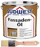 Südwest Fassaden-Öl in Holz-und Grau-Farbtönen + Buron-Pinsel (1 L, Lärche 8940)