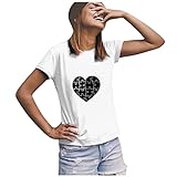 Frauen Kurzarm O-Ausschnitt Love Print Casual Tops Bluse T-Shirt Sweatshirts & Kapuzenpullover für Damen Poloshirt Kurzarm Streifen wickelbody Kurzarm 56