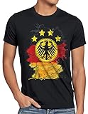 style3 Deutschland Wappen WM 2022 Herren T-Shirt Fußball Weltmeisterschaft Trikot Germany Bundes-Adler WM, Größe:L, Farbe:Schwarz