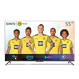 CHiQ 55 Zoll Fernseher Freihändige Sprachsteuerung Rahmenloser Smart TV,4K UHD,HDR 10,Dolby Vision,Dolby Audio,Funktioniert mit Alexa,Google Assistant,64-bit Quad Core,HDMI2.0,Version 2021