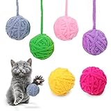 Plüsch-Katzenbälle, Spielzeug mit Glöckchen, lustig, weich, zum Spielen und interaktiv mit Katzen, 6 Farben, 6 Stück
