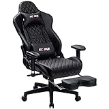 KCREAM Gaming Stuhl Gaming Sessel Massage Racing Bürostuhl Höhenverstellbarer Drehstuhl PC Stuhl Er(Schwarz)