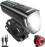 Deilin Fahrradlicht Set LED Fahrradbeleuchtung USB Aufladbar Fahrradlampe, IPX5 Wasserdicht Fahrradlichter Vorne Rücklicht Fahrrad Licht Fahrradleuchtenset Fahrradlampe