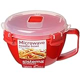 Sistema 4 Stück Mikrowellen Nudelschüssel, BPA-frei spülmaschinenfest, 940ml - Rot/Klar