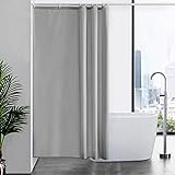 Furlinic Duschvorhang Textil Anti-schimmel Wasserdicht Waschbar Badvorhang aus Polyester Stoff Grau 120x200cm mit 8 Duschvorhangringen.