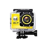 BYCDD Actionkamera, Anti-Shake-Sportkamera Unterwasserkamera Weitwinkelkamera Fernbedienung, 1050 mAh Batterien (Color : Yellow)