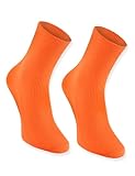 Rainbow Socks - Damen Herren Baumwolle Diabetiker Socken Ohne Gummibund - 1 Paar - Orange - Größen 36-38