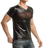 Latex ähnliches Herren Shirt mit Mesh Einsatz (M)