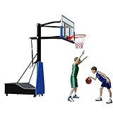 Outdoor-Basketballanlage | Wetterfester Stahl-Basketballkorb – Anhebbar 1,4–3,05 M | Basketballtore Für Erwachsene Und Jugendliche (Color : Blue+Black, Size : 1.4x0.8x1.4-3.05m)