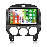 CAMECHO Android Autoradio mit Navi für Mazda 2 (2007 2008 2009 2010 2011 2012 2013 2014),Doppel Din Radio mit 9 Zoll Bildschirm,Mirrorlink RDS/FM Bluetooth und USB+Ruckfahrk