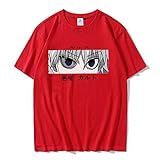 Yesgirl Hunter X Hunter Herren Damen Unisex Shirt Killua Hisoka Kurapika Gon T-Shirt Anime Mode Lässig Kurzarm Frauen Männer Mädchen Jungen Tops Tunika B Rot L