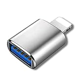Rosyclo Lightning auf USB3 Adapter, MFi-zertifiziert, USB-OTG-Datensynchronisation, kompatibel mit iPhone 12/11/X/8/7/6/iPad, Kamera, Kartenleser, USB-Flash-Laufwerk, Maus iOS 9.2–14+, silberfarben