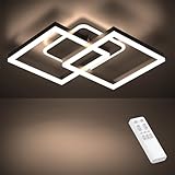 Anten LED Deckenlamape Wohnzimmer Modern Geometrisch, 40W Wohnzimmerlampe mit Fernbedienung Stufenlos Dimmbar 3000-6500K, Deckenleuchte aus Metall für Wohnzimmer Schlafzimmer, Schw