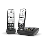 Gigaset A690A DECT Heimtelefon mit Anrufbeantworter, Freisprecheinrichtung, Ruderrufblock, Home-Office, Einzelhandgerät, Silber/Schwarz (Duo)