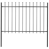 vidaXL Gartenzaun mit dekorativen Speerspitzen Schmuckzaun Metallzaun Zaun Zaunelemente Stahlzaun Gitterzaun Zaunfeld Tor Stahl 1,7x1,2m Schwarz