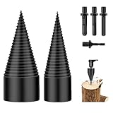 Wood Splitter Drill Bit 42 mm + 32 mm Wood Splitter Screw Cone, Drill Cone Wood Splitter Set with 4 Drill Handles - Precise & Fast Splitter for Wood - Compatible with Drill, C