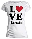 One Direction Damen T-Shirt Love Louis, Weiß - Weiß, 40 (Herstellergröße:X-Large)