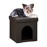 Relaxdays Hundebox Sitzhocker HBT 38 x 38 x 38 cm stabiler Sitzcube mit praktischer Tierhöhle für Hunde und Katze aus hochwertigem Kunstleder und Deckel zum Abnehmen für Ihren Wohnraum, braun