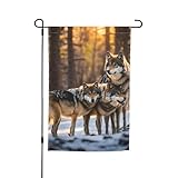 Gartenhaus-Flaggen mit Wolfs-Aufdruck, für Innen- und Außenbereich, Rasen- und Heimdekoration, 30 x 45