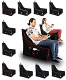 BuBiBag Magic Gambler - Gaming Sitzsack - Lounge Bodenkissen für Erwachsene & Kinder - Entertainment Beanbag für Gaming oder Entspannung- USB Kabel, Taschen und Kopfhörerhalterung (Weiß)