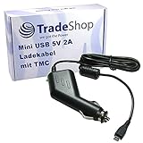 Trade-Shop Mini USB KFZ Ladekabel Ersatz für Tomtom XL IQ Routes Edition XL Live IQ Routes Edition XL Live Style Edition ONE V4 / 5V / 2A mit TMC Antenne