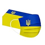 WEXCV Ukraine Flagge Masken Einweg Gesichtsmasken für Unisex-Erwachsene Ich stehe mit dem Unterstützer des ukrainischen Volkes (50PCS, One size)