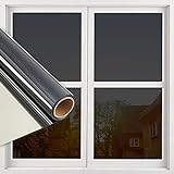 RMane Reflektierende Fensterfolie Selbstklebend Spiegelfolie Fenster Sichtschutz Wärmeisolierung UV-Schutz Scheibenfolie für Wohnzimmer Büro Schlafzimmer Badzimmer (Schwarz, 75x200 cm)
