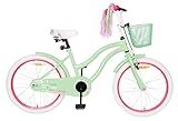 Amigo Flower - Kinderfahrrad für Mädchen - 20 Zoll - mit Handbremse, Rücktritt, Korb, fahrradständer und Beleuchtung - ab 5-8 Jahre - Grün