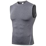 Herren Unterhemden Shapewear Workout Tank Tops Kompressionsshirt Abnehmen Body Shaper Sport Bauch Weg Unterhemd Feinripp Shirt Muskelshirt (Gray, XL)