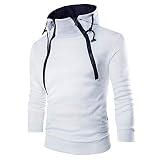 Sport Herren Sweatshirt Hoodie,Kanpola Männer Fitness Training Crewneck Shirt Slim Modern Langarmshirt Warm Basic Pullover (EU-48/CN-L, Weiß)