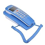 Kudoo Wandtelefon Schnurtelefon mit Anruferkennung, Schnurgebundenes Telefon für Zuhause, Großtastentelefon Tischtelefon für Senioren, Wandmontage, FSK/DTMF Dual System(Blau)