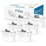 Fiitas Weiße Wasserfilter für Brita Filterkartuschen, passend für Brita Maxtra+ Wasserkannen zur Reduzierung von Kalk, Chlor, Blei, Kupfer und geschmacksbeeinträchtigenden Substanzen (6er Pack)
