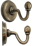 FUXXER®- 2x Antike Messing Handtuch-Haken, Wand-Haken, Klassisches Design Bronze Eisen Messing, 48 x 59 mm, 2er Set