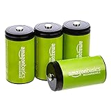 Amazon Basics – D-Zellen, wiederaufladbare Batterien, 10.000 mAh, NiMH, 4er-Pack (das Aussehen kann variieren)