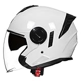 Halbschalenhelm Retro Jethelm Motorradhelm DOT/ECE-Zertifizierung Herren Damen Offenem Helm Roller-Helm Scooter-Helm Mit Visier Halbhelme Für Cruiser Chopper Biker Moped 4,M:57-58CM