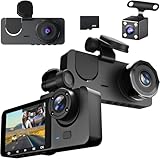 Autokamera mit 4K Auflösung, Dashcam Auto, 1080P Dashcam Auto Vorne Hinten und Innen mit 32GB SD-Karte, Autokamera mit Parküberwachung, Infrarot Nachtsicht, G-Sensor, Loop-Aufnahm (Standardversion)