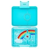 yumbox Misty Aqua Snackbox mit Regenbogen-Tablett – Bento-Box mit 3 Fächern, 6,7 x 5,1 x 1,8 cm, kinderfreundlich, gesunde Snacks, BPA-frei & leicht zu reinigen