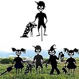 HEHUO Yard Stake Metal Scare Children Silhouette Garden Art Ornament,Funny Zombie Girl/Boy Metal Yard Stake,Trick Or Treat Sign for Garden Lawn Yard Family Halloween Party B